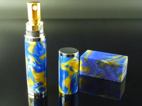 Parfümzerstäuber mit Acryl "Blau/Gelb" 